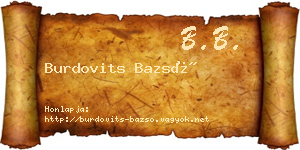 Burdovits Bazsó névjegykártya